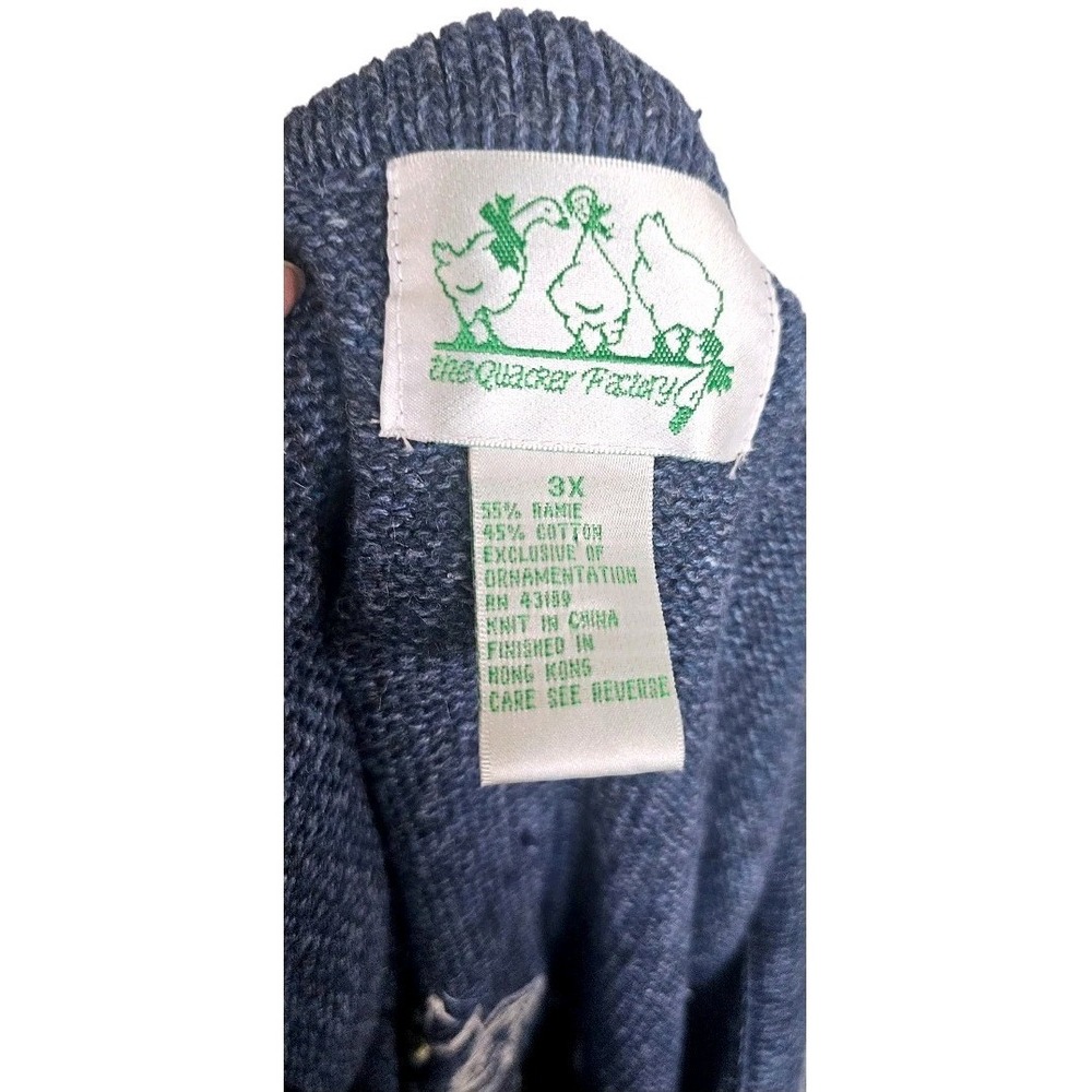 VTG QUACKER FACTORY Embroidered Butterflies & Honey Bees Blue Sweater Vest Sz 3X - Picture 11 of 11
